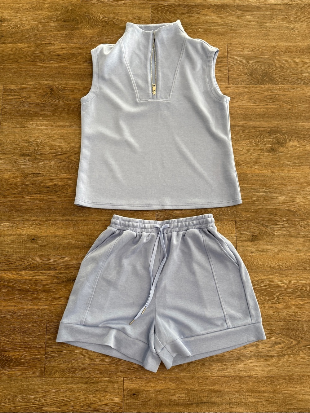 Glamaker Light Blue Matching Sleeveless Top & Shorts